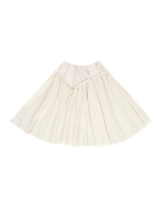 Yoke Long Skirt White